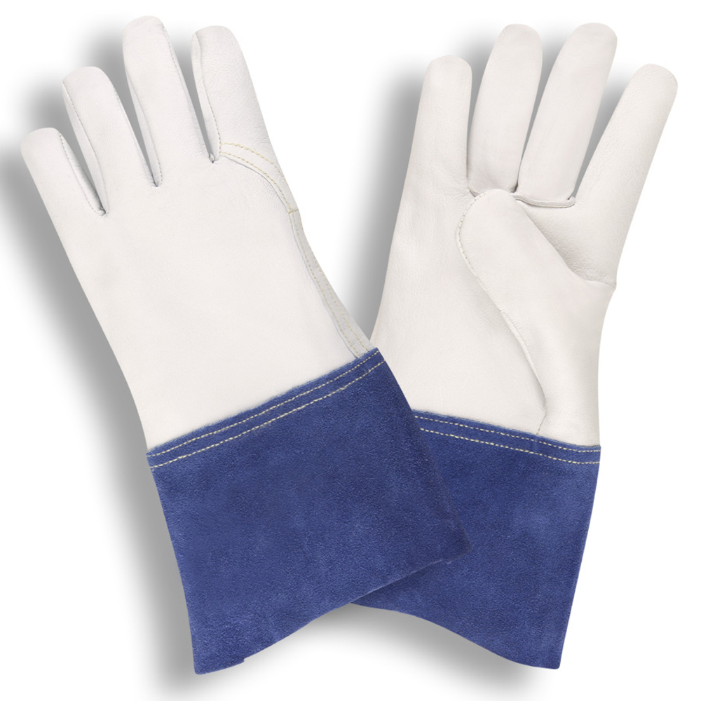 Large Mig-Tig welding glove is constructed of premium grain, goatskin leather, which is preferred where tactile sensitivity is needed. SOLD BY THE DOZEN